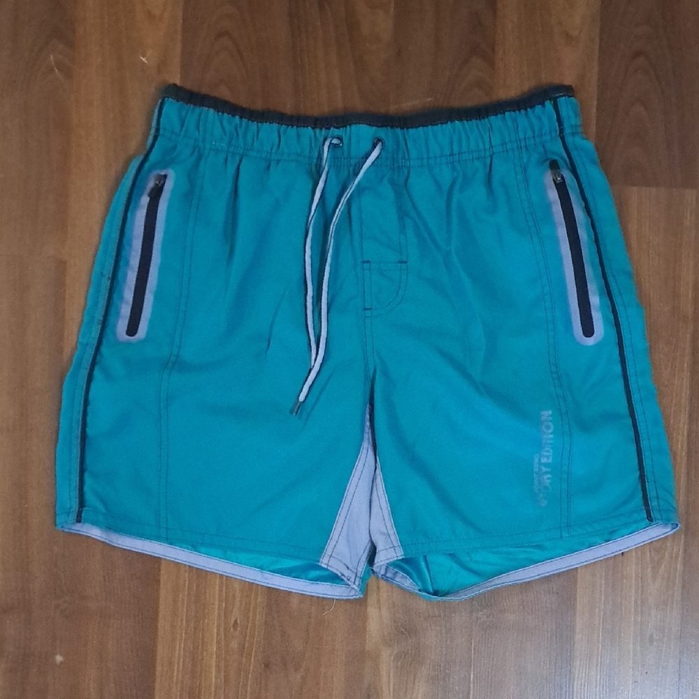Point Zero Teal Blue Swim Shorts with Silver Mesh Lining